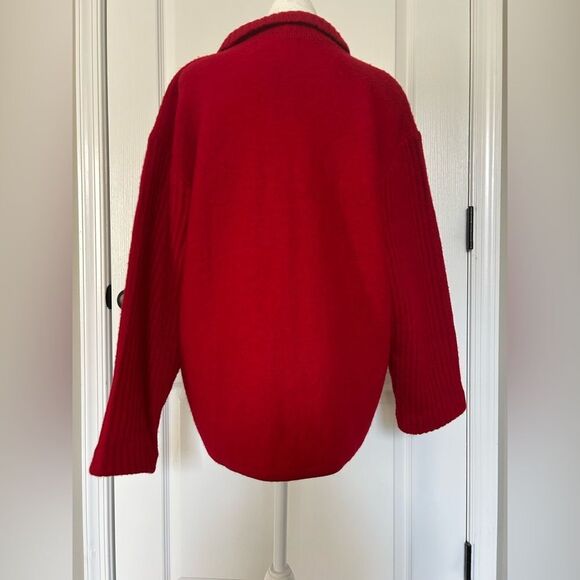 Tally Ho Women’s Red 100% Wool Button Up Cardigan Size Large Petite Vintage - Picture 3 of 11